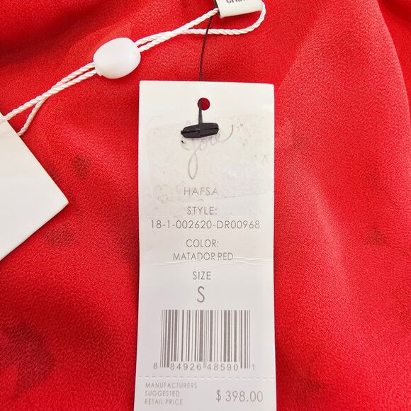 New Joie Hafsa Silk One Shoulder Midi Dress Red Floral Asymmetric Women's Size S - Picture 11 of 13